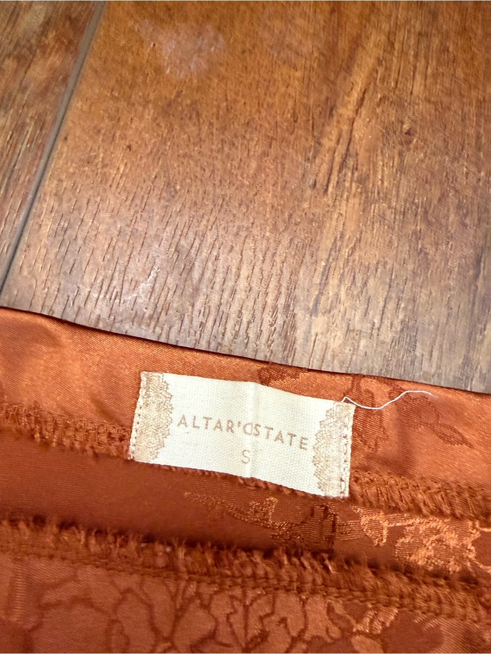 ALTAR’D STATE RUST SILK SKIRT - Picture 2 of 2